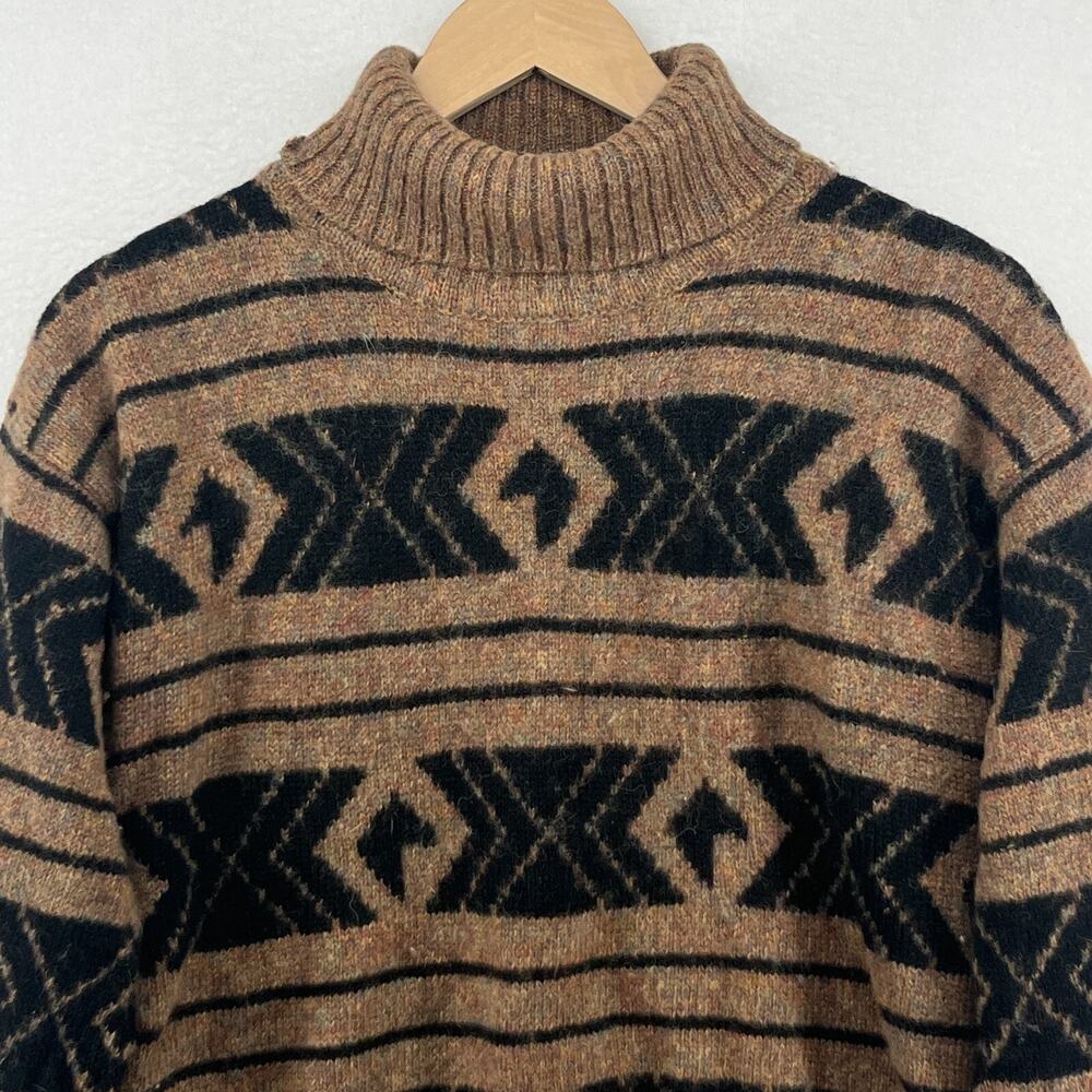 SPORTIFIC Sweater Womens M MILLERS KRISTEN Wool Geometric Turtleneck VTG Brown